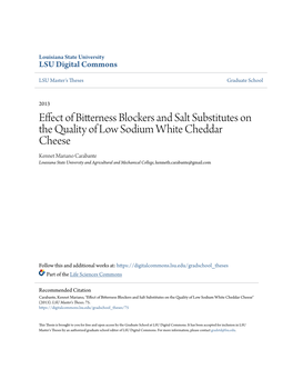 Effect of Bitterness Blockers and Salt Substitutes on the Quality of Low