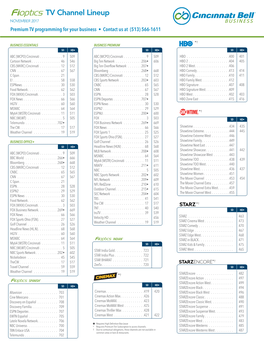 TV Channel Lineup NOVEMBER 2017 Premium TV Programming for Your Business • Contact Us at (513) 566-1611