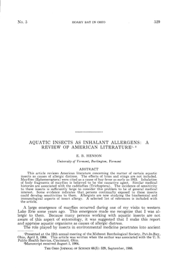 Aquatic Insects As Inhalant Allergens : a Review of American Literature