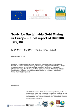 Tools for Sustainable Gold Mining in Europe – Final Report of SUSMIN