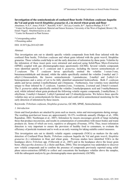 Investigation of the Semiochemicals of Confused Flour Beetle Tribolium