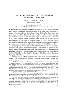 The Myxophyceae of the Bombay Presidency, India.—I