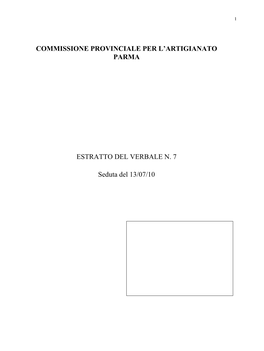 Commissione Provinciale Per L'artigianato Parma Estratto