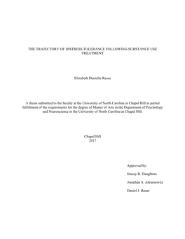 The Trajectory of Distress Tolerance Following Substance Use Treatment