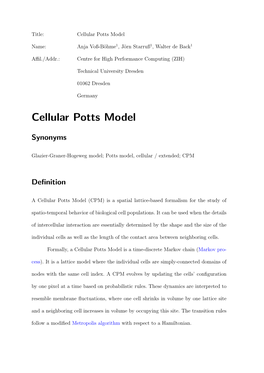 Cellular Potts Model