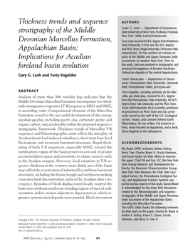 Thickness Trends and Sequence Stratigraphy