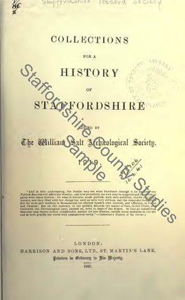 Collections for a History of Staffordshire, 1919