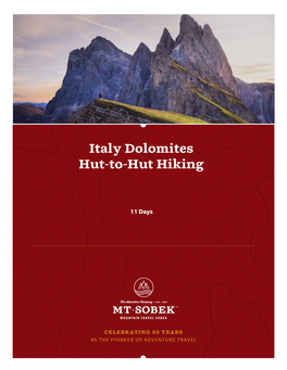 Italy Dolomites Hut-To-Hut Hiking