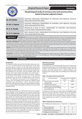 Morphological Study of Coronary Sinus and Coronary Sinus Ostium in Human Cadaveric Hearts