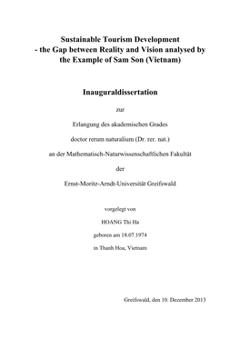 Sustainable Tourism Development - the Gap Between Reality and Vision Analysed by the Example of Sam Son (Vietnam)