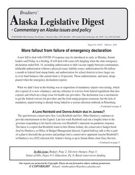 Alaska Legislative Digest No