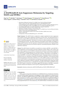 A MAPK/Mir-29 Axis Suppresses Melanoma by Targeting MAFG and MYBL2