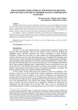 The Economic Structures in the Romanian Regions and Counties and the Eu Member States. Comparative Analyses*
