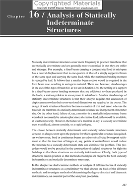 Chapter 16 / Analysis of Statically Indeterminate Structures