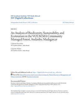 An Analysis of Biodiversity, Sustainability, and Ecotourism In