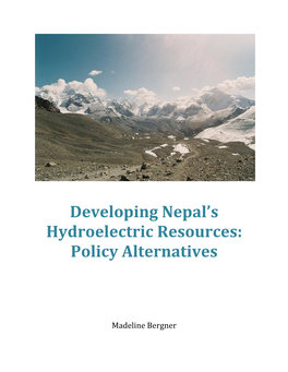 Developing Nepal's Hydroelectric Resources