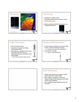 1 Thermometry Thermoscope Galileo Thermometer Reading a Galileo