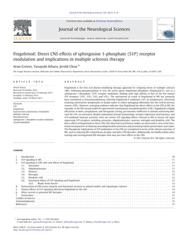 Fingolimod: Direct CNS Effects of Sphingosine 1-Phosphate (S1P) Receptor Modulation and Implications in Multiple Sclerosis Therapy