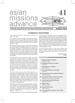 Asian Missions Advance Growing Reflexivity of Consciousness, One Would Expect As Its First General Secretary, and Nine Incorporators