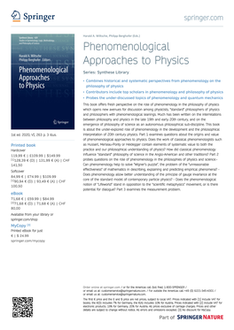 Phenomenological Approaches to Physics Series: Synthese Library