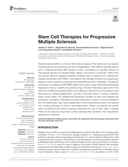 Stem Cell Therapies for Progressive Multiple Sclerosis