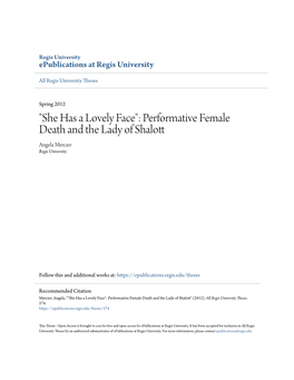 Performative Female Death and the Lady of Shalott Angela Mercier Regis University