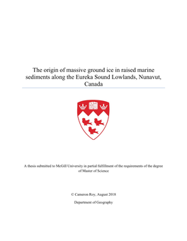 The Origin of Massive Ground Ice in Raised Marine Sediments Along the Eureka Sound Lowlands, Nunavut, Canada