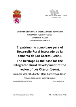 El Patrimonio Como Base Para El Desarrollo Rural Integrado De La Comarca De Los Oteros (León)