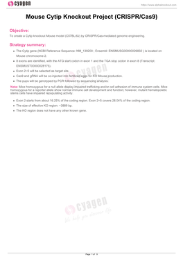 Mouse Cytip Knockout Project (CRISPR/Cas9)