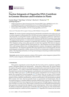 Nuclear Integrants of Organellar DNA Contribute to Genome Structure and Evolution in Plants