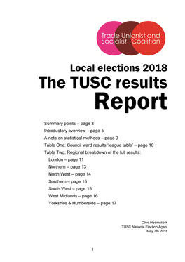 The TUSC Results Report