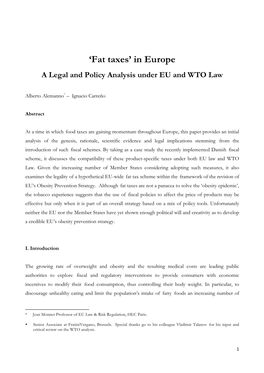 'Fat Taxes' in Europe