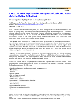 The Films of João Pedro Rodrigues and João Rui Guerra Da Mata (Edited Collection)