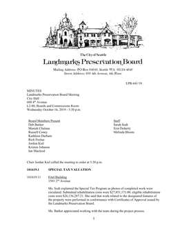 LPB 641/19 MINUTES Landmarks Preservation Board Meeting City