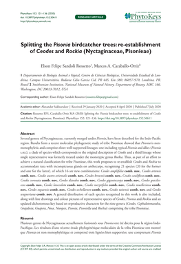 Splitting the Pisonia Birdcatcher Trees: Re-Establishment of Ceodes and Rockia (Nyctaginaceae, Pisonieae)