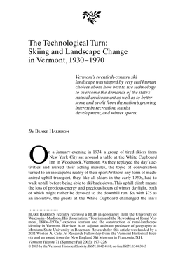 Skiing and Landscape Change in Vermont, 1930–1970