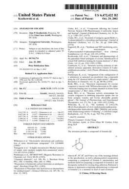 (12) United States Patent (10) Patent No.: US 6,472,422 B2 Kozikowski Et Al