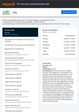 601 Bus Time Schedule & Line Route