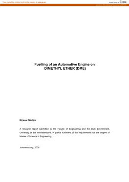 Fuelling of an Automotive Engine on DIMETHYL ETHER (DME)