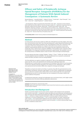 Opioid Receptor Antagonist (Pamoras) for the Management of Patients with Opioid-Induced Constipation: a Systematic Review