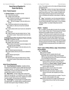 Olympic Style Sparring AAU ● Taekwondo 2012 Handbook Olympic Style Sparring General Rules and Regulations for Minute)