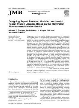 Modular Leucine-Rich Repeat Protein Libraries Based on the Mammalian Ribonuclease Inhibitor Family