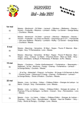 Mise En Ligne Des Parcours Dames De Mai-Juin 2021