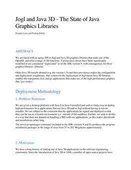 Jogl and Java 3D - the State of Java