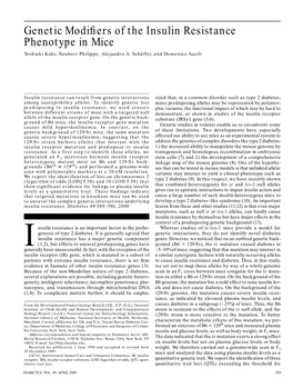 Genetic Modifiers of the Insulin Resistance Phenotype in Mice