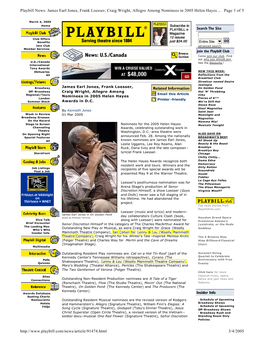 Page 1 of 5 Playbill News: James Earl Jones, Frank Loesser, Craig