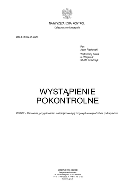 Wystąpienie Pokontrolne