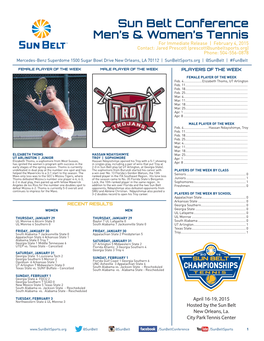 Men's & Women's Tennis Sun Belt Conference