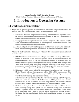 1. Introduction to Operating Systems