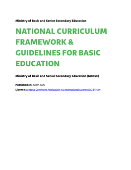 National Curriculum Framework & Guidelines For